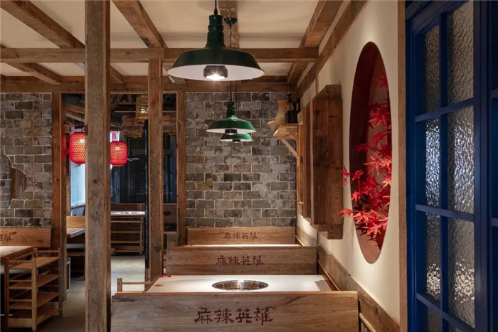 中式連鎖火鍋店裝修   麻辣英雄火鍋店卡座區(qū)裝修設(shè)計(jì)方案